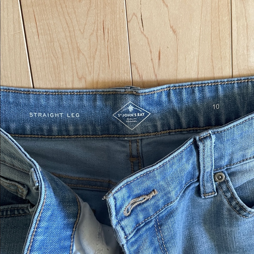 St. John's Bay 10 Straight Lighter Wash Straight Jeans - Picture 2 of 4